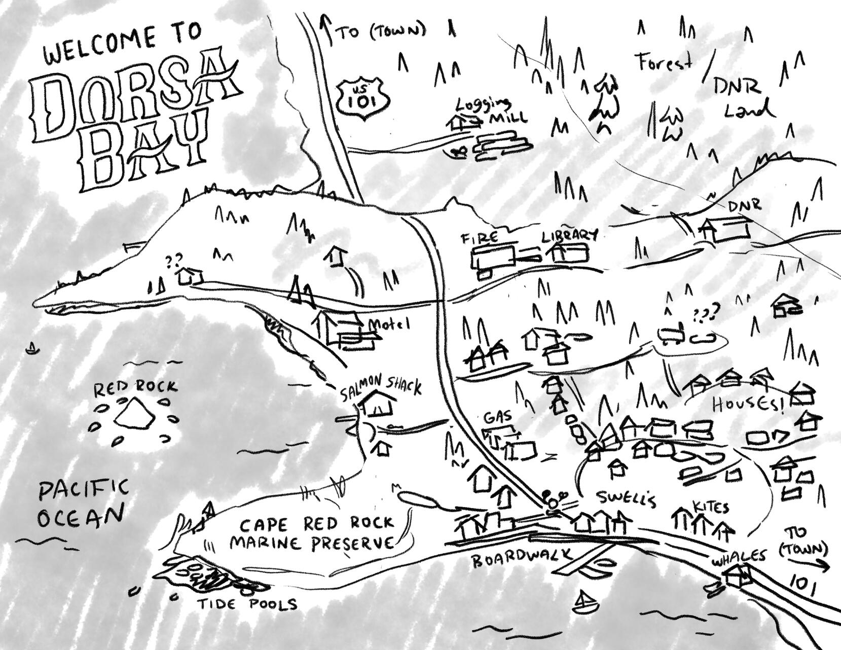 &quot;Dorsa Bay, WA,&quot; in-progress map, 2024.