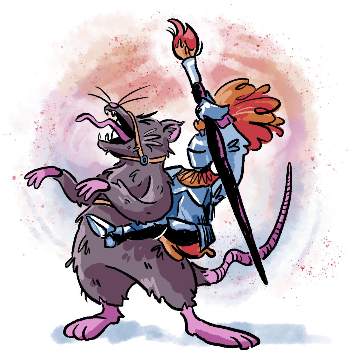 "River Rat Knight", Digital, 2024. For the Milwaukee Institute of Art & Design Mentor Program.